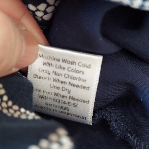 Evereve Size Small Batik Short Sleeve Ivy Romper Blue Cream Floral Print - Picture 9 of 9